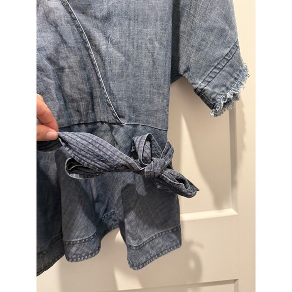 Trina Turk Modernism Milo Chambray Belted Kimono Top In Indigo Sz Medium - Picture 3 of 6